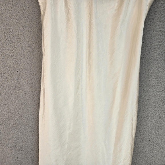 Free People Women Satin Midi Slip Dress Sz M Ivory Adj Straps Side Slits Elegant - Picture 4 of 15
